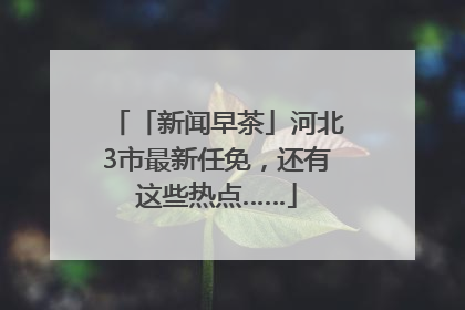 「新闻早茶」河北3市最新任免，还有这些热点……