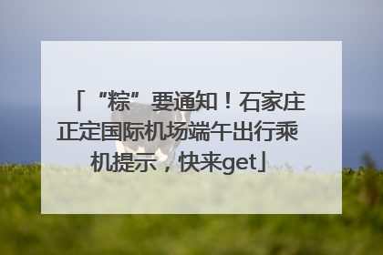 “粽”要通知！石家庄正定国际机场端午出行乘机提示，快来get