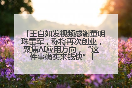 王自如发视频感谢董明珠雷军，称将再次创业，聚焦AI应用方向，“这件事确实来钱快”