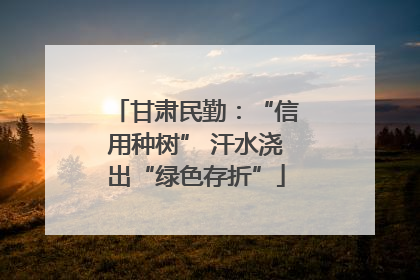 甘肃民勤：“信用种树” 汗水浇出“绿色存折”