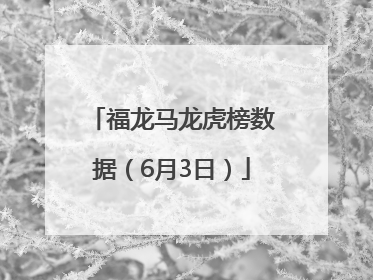 福龙马龙虎榜数据（6月3日）