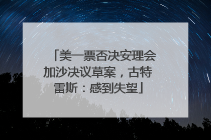 美一票否决安理会加沙决议草案，古特雷斯：感到失望