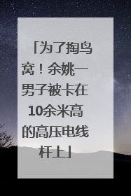 为了掏鸟窝！余姚一男子被卡在10余米高的高压电线杆上