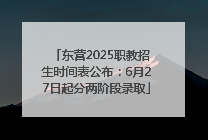 东营2025职教招生时间表公布：6月27日起分两阶段录取
