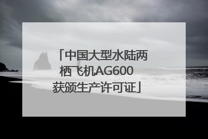 中国大型水陆两栖飞机AG600获颁生产许可证