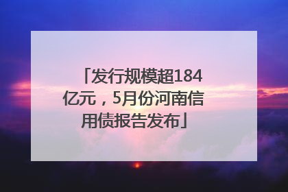 发行规模超184亿元，5月份河南信用债报告发布