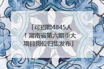 可招聘4845人！湖南省第六期重大项目岗位归集发布