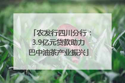 农发行四川分行：3.9亿元贷款助力巴中油茶产业振兴