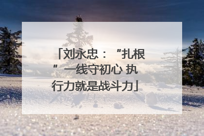 刘永忠：“扎根”一线守初心 执行力就是战斗力