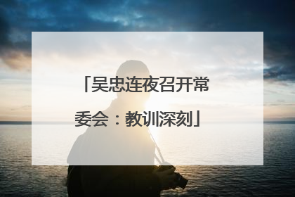 吴忠连夜召开常委会：教训深刻