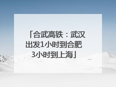 合武高铁：武汉出发1小时到合肥3小时到上海