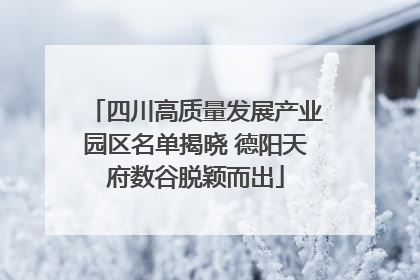 四川高质量发展产业园区名单揭晓 德阳天府数谷脱颖而出