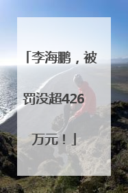 李海鹏，被罚没超426万元！
