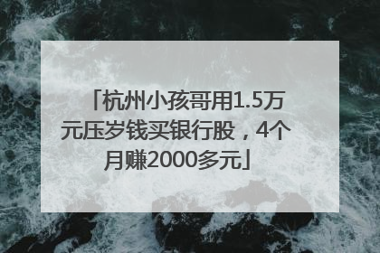 杭州小孩哥用1.5万元压岁钱买银行股，4个月赚2000多元