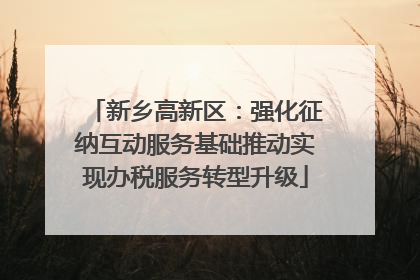 新乡高新区：强化征纳互动服务基础推动实现办税服务转型升级