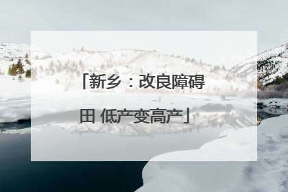 新乡：改良障碍田 低产变高产