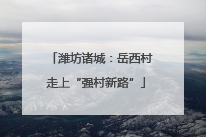潍坊诸城：岳西村走上“强村新路”