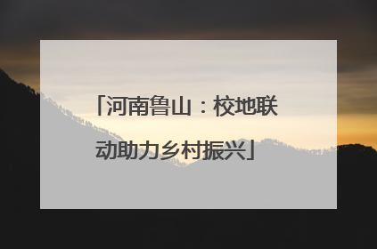 河南鲁山：校地联动助力乡村振兴