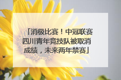 消极比赛！中冠联赛四川青年竞技队被取消成绩，未来两年禁赛