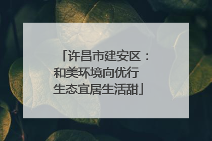 许昌市建安区：和美环境向优行 生态宜居生活甜