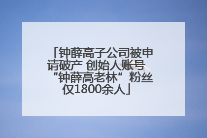 钟薛高子公司被申请破产 创始人账号“钟薛高老林”粉丝仅1800余人