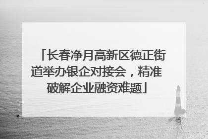 长春净月高新区德正街道举办银企对接会，精准破解企业融资难题