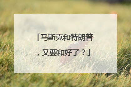 马斯克和特朗普，又要和好了？