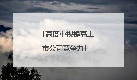 高度重视提高上市公司竞争力