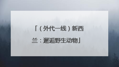 （外代一线）新西兰：邂逅野生动物