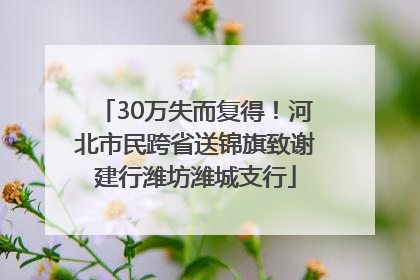 30万失而复得！河北市民跨省送锦旗致谢建行潍坊潍城支行